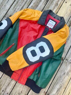 Vintage 90s 8 Ball Leather Bomber Jacket. XL